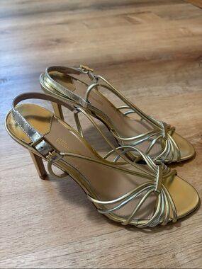 Diane von Furstenberg Milena Gold Silver Specchio High Heels 6.5M